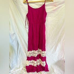 Ya Los Angeles full length dress pink red size L nwt